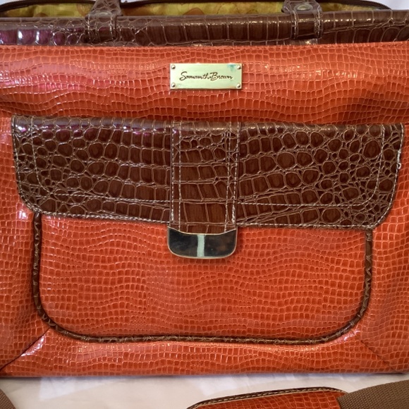 EUC Samantha Brown orange travel satchel carryon crossbody bag - Picture 2 of 14